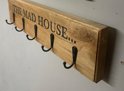 Solid Oak Key Hook Rack