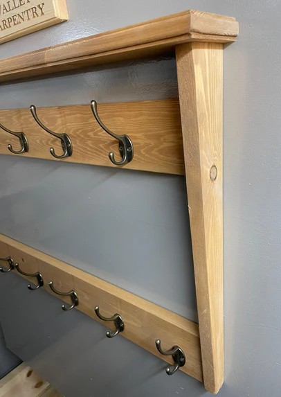 Solid Pine Family Coat Rack - Large - 2 Tiered