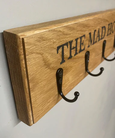 Solid Oak Key Hook Rack