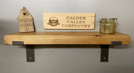 Solid Pine Rustic Shelf Complete With Industrial Metal Brackets