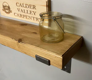 Solid Pine Rustic Shelf Complete With Industrial Metal Brackets