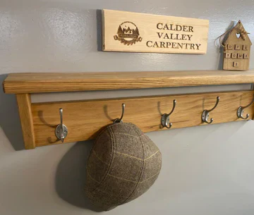 Solid Oak Coat Rack With Top Shelf