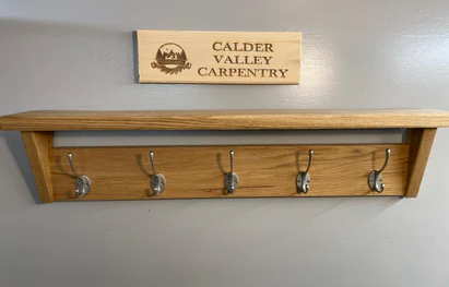 Solid Oak Coat Rack With Top Shelf