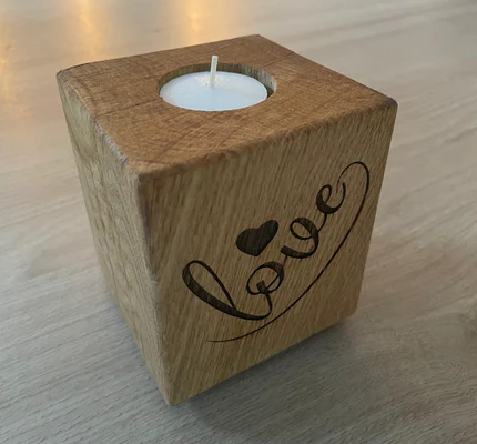 Solid Oak Tea Light Block - Small