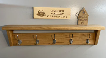 Solid Oak Coat Rack With Top Shelf