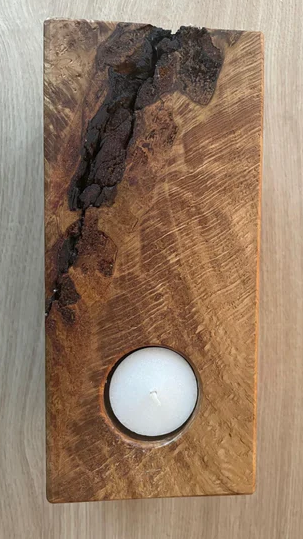 Solid Oak Tea Light Block - Medium