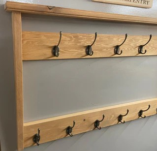 Solid Pine Family Coat Rack - Large - 2 Tiered