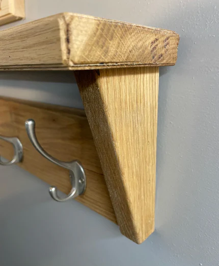 Solid Oak Coat Rack With Top Shelf