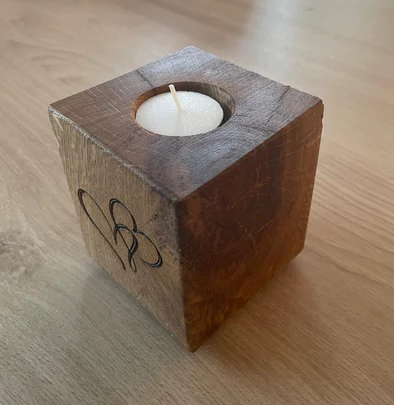 Solid Oak Tea Light Block - Small